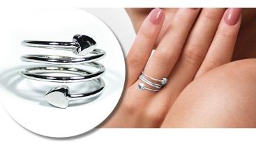 Kupferring "Serpentine" versilbert